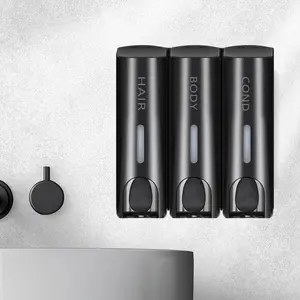Wall Mounted Chamber Shower Soap Dispenser Trio, No Drill Shampoo and Conditioner Dispenser, Ideal for Bathroom and Hotel Use