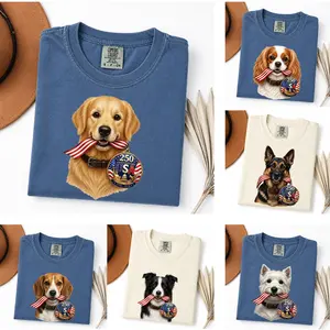 30 Dog Breeds USA 250th Anniversary Sweatshirt – Patriotic Puppy Graphic, Comfort Colors Shirt, Dog Lover Gift, 4th of July Apparel, Unisex For Tee
