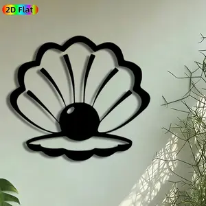 1pc Clam with Pearl Metal Wall Art, Scallop Shell & Pearl Statue Mural, Artistic Metalwork, Intricate Craftsmanship, Perfect for Wedding, Anniversary Decor, Perfect for Bedroom Bathroom Living Room Decor, Ideal Gift for Coastal Decor Enthusiasts.