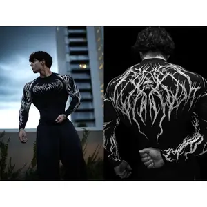 Unisex Dark Gothic Print Compression Long-Sleeve Activewear Quick-Dry & Stretchable for Enhanced Comfort Ideal for Indoor & Outdoor Activities Athletic Sports Clothing
