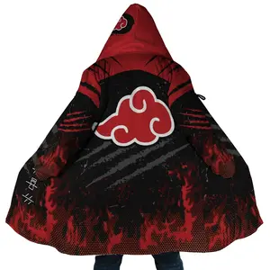 Red Cloud Akatsuki Cloak Coat, Anime Naruto Men's Women's Hooded Coat, Fleece Jackets Coats, Gift For Men And Women