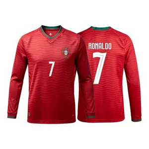 2026 New Portugal National Team Home Red 7# Cristiano Ronaldo Long Sleeve Soccer Jersey Fans Version Breathable