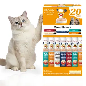 Cat Treats Lickable | Grain-Free Cat Food Toppers, High Protein | Creamy Puree Squeeze Ups with Vitamin E & Taurine, Digestible Formula | 0.5 oz. Each Tube, Mix Variety | 20 Tubes