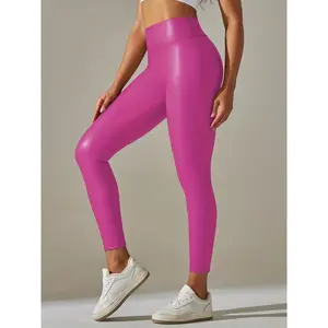 Coast Blend Threads Faux Leather High Waist Fleece Sports Leggings - Fashionable, Sexy, Running Yoga Skinny Pants -  Faux Leather & Fleece - For Women - Suitable for Yoga, Running, Gym - Perfect Gift for Fitness Enthusiasts