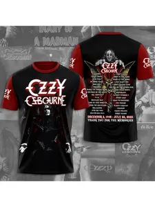 Rock-Themed Ozzy Osbourne Band 3D Printed T-Shirt, Unisex, Men’s Hip-Hop Fashion T-Shirt, Men’s Apparel