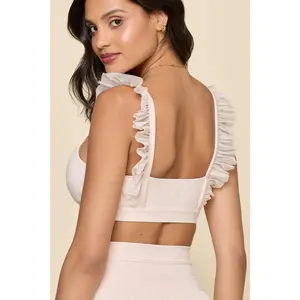 Romance Mesh Ruffle Bra - Tutu Pink