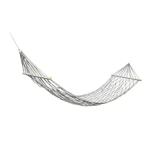 Unique Bargains 10-strand Rope Hammock for Outdoor 94.49"x59.06" White 1 Pc