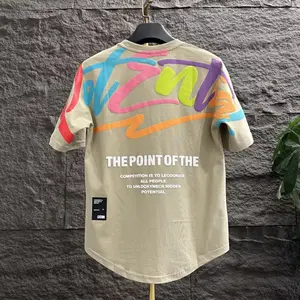 2025 new spring and summer new men's casual short-sleeved fashion loose personalized printing Korean version sports half-sleeved crew neck T-shirt