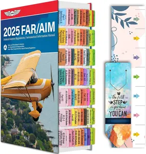 FAR/AIM 2025 Tabs for Private Pilots & Student Pilots, 84 Color-Coded Laminated Tabs,  & -Resistant, -Ready with Alignment Tool (Aviation Students)