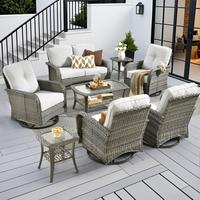 Grey 8 PCS Outdoor Patio Sofa Set