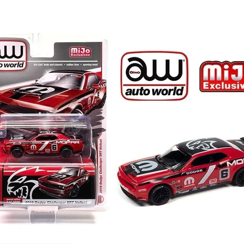 Auto World 1:64 2019 Red Dodge Challenger SRT Hellcat MOPAR Die-Cast Toy, Collectible Racing Model Car for Display (Part of Model Cars & Diecast Toys Category), Collectible Model Car, Diecast Car Model