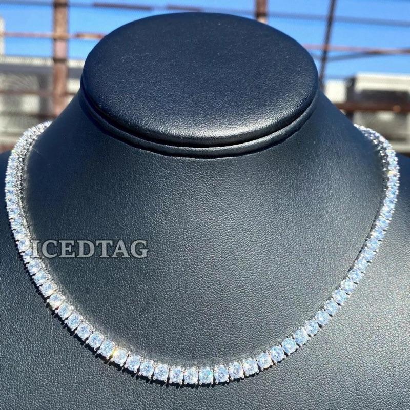 Tennis Necklace Chain 4MM Choker Necklace for Men Women VVS Moissanite Gift