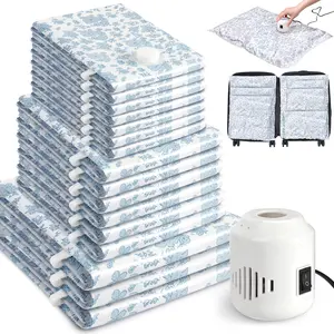 16 Pack Vacuum Storage Bags for Travel, Carry-On Size Compression Packing Bags For Luggage And Suitcase, Space Saver For Clothes And Clothing Travel, Suitable For Clothes, Quilts, Cabinets - Save 80% Space, Moisture-Proof Storage Bag, Travel Essential,sum