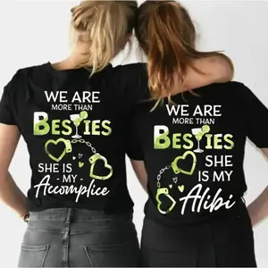 Matching Best Friend T-shirt We Are More Than Besties She Is My Accomplice – Gift For Best Friend Funny Couple Shirt, Best Gift For Him and Her, Unisex Couple Shirt tiktokshopspringglowup