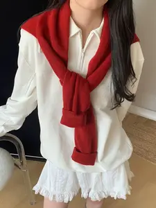 Elegant Women's Soft Plain Shawl, Versatile Scarf for Fashionable Daily Wear, Smooth Satin Neck Scarf for Casual Style, Trendy Solid Shawl, Knitted Shawl