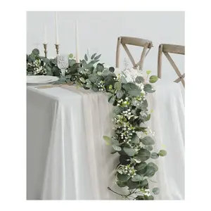 1/2/3/5/6/9pcs 6ft Artificial Faux Greenery Eucalyptus Vines & Silver Dollar Eucalyptus Leaves Garland For Home Decor, Wedding, Party, Table Runner, Mantle Decoration Gifts Birthday Graduation Ornaments Christmas