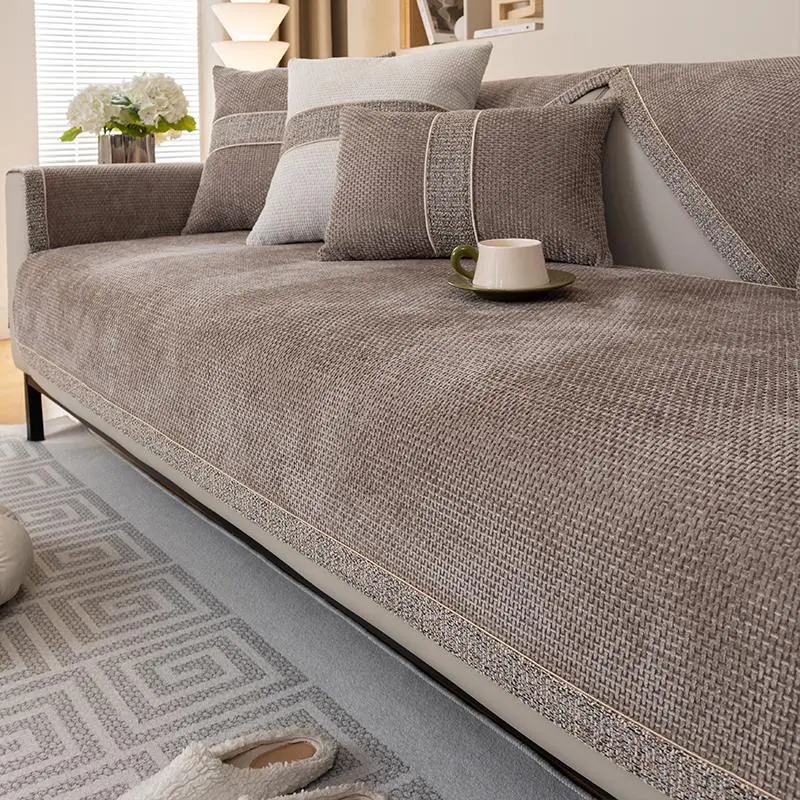 Pure Color Woven Sofa Cushion, Modern Simple Style, Non-Slip Single Piece Cover, Dustproof Sofa Slipcover, Soft Sofa Protector, Suitable for Living Room Bedroom Office, Sofa Couch Covers, Slipcovers For Couches And Sofas