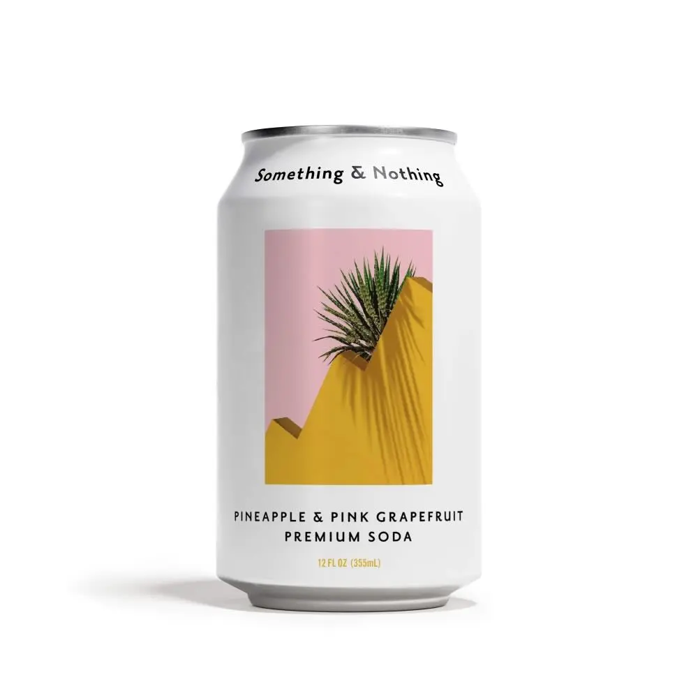 Something & Nothing Pineapple & Pink Grapefruit Soda, Flavored Sparkling Water, 12 Oz, 12-Pack | Lightly Carbonated, Full Flavoured with Grape & Lemon Juice | Vegan & Low Calorie Soda | Tequila & Rum Mixer | 355ml Cans