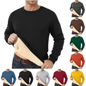 Men's Sherpa Lined Crewneck Sweatshirt Warm Thermal Sweatshirts Heavyweight Long Sleeve Winter Fleece Pullover Shirt