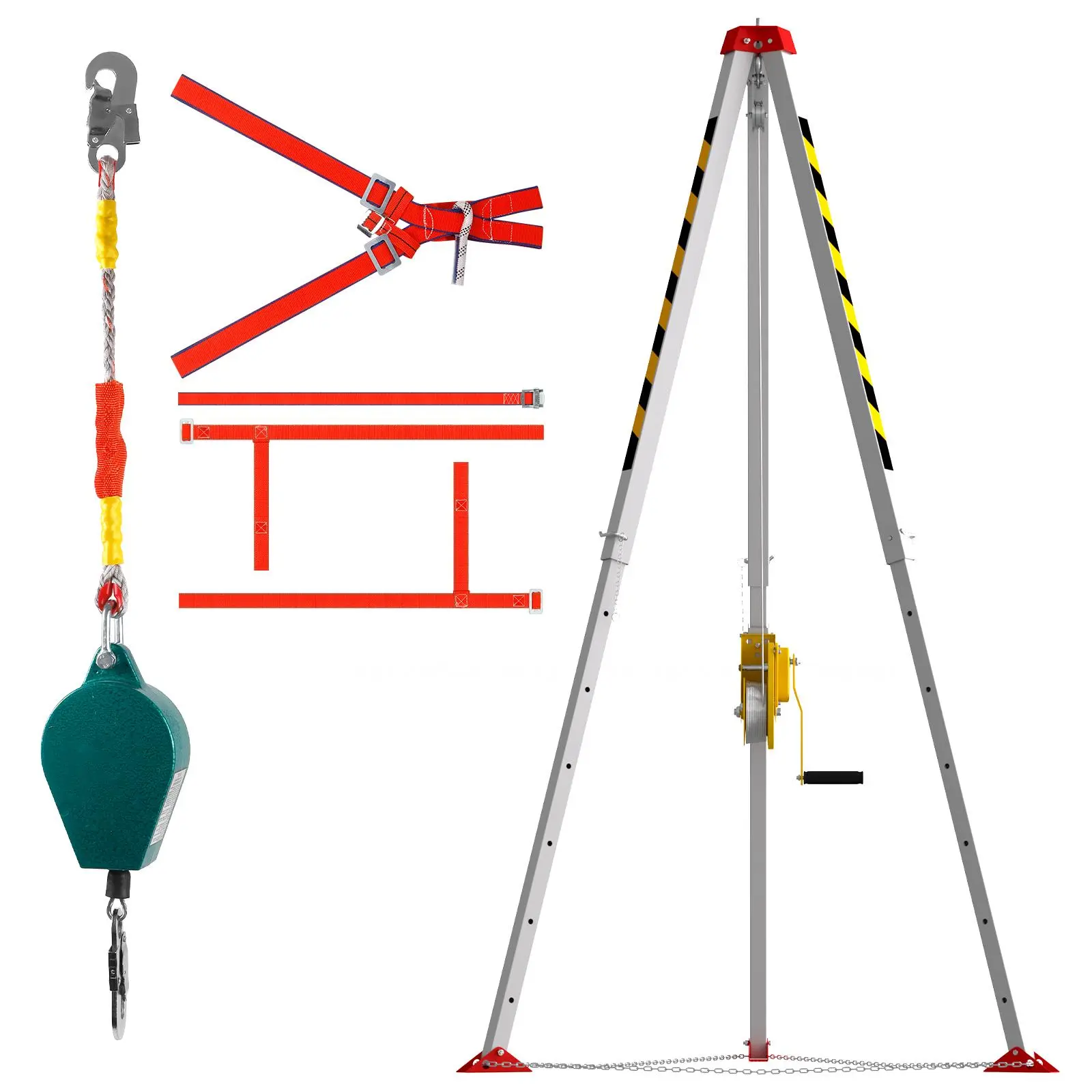 2600 Lbs Confined Space Tripod With Fall Arrester, 4.4-7 FT Leg Bracket Lifting Tripod For Fall Protection, Portable Hoist Frame, Winch Sewer Rescue Tripod For Well, Sewer (2600Lbs)
