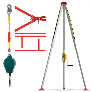 2600 Lbs Confined Space Tripod With Fall Arrester, 4.4-7 FT Leg Bracket Lifting Tripod For Fall Protection, Portable Hoist Frame, Winch Sewer Rescue Tripod For Well, Sewer (2600Lbs)