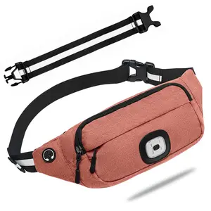 Fanny Pack for Women Men Water Resistant Small Waist Pouch Slim Belt Bag with 5 Pockets for Running Hiking Walking Lightweight Crossbody Pink