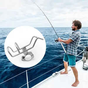 316 Stainless Steel Rail Mounted Clamp on Rod Holder 360 Degree Pole Bracket Fishing Rod Rack Holder Boat Accessories