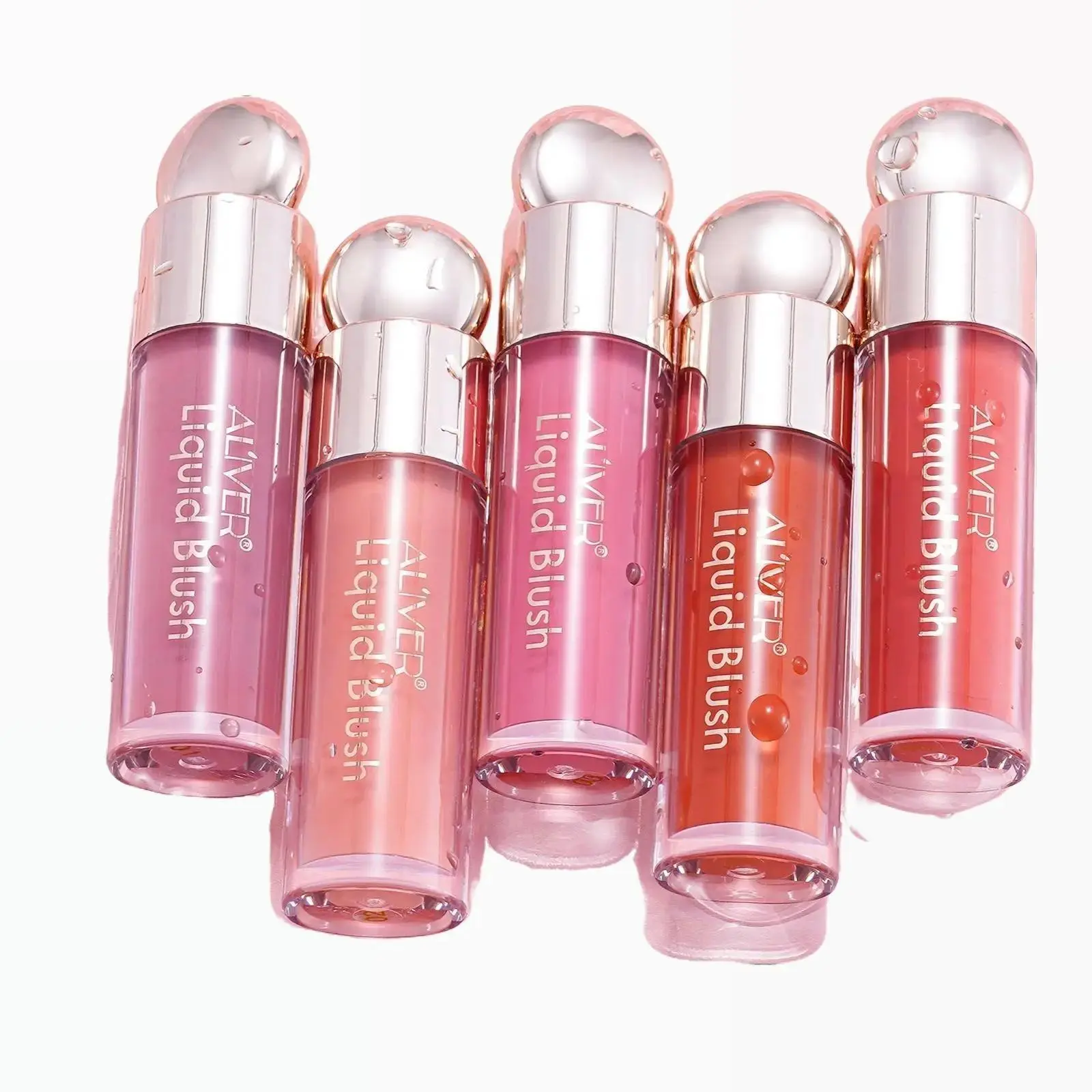 ALIVER Liquid Blush 5 Color Set, Long-Lasting Dewy Cheek Tint with a Natural Matte Finish for All Skin Types, Flawless Face Makeup, 5 Color Liquid Blush, Beauty Cosmetics, Any, 7.5Ml