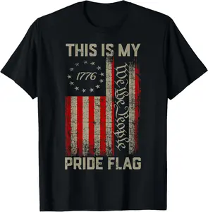 This Is My Pride Flag USA American 4th of July Patriotic T-Shirt Cotton Fabric 4th  july  outfits