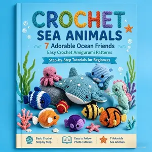 Knitted Ocean Animal Crochet Tutorial Book, Beginner-Friendly Handmade Crafting Guide, Amigurumi Sea Animals Patterns, DIY Instruction Manual
