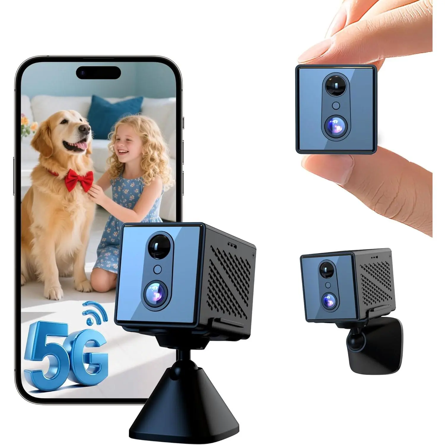 2026 Upgraded 5GHz WiFi 4K Spy Camera, Mini Hidden Camera with Long Battery Life, Night Vision, Motion Detection, Free Cloud Storage, Wireless Indoor Nanny Cam for Home Security