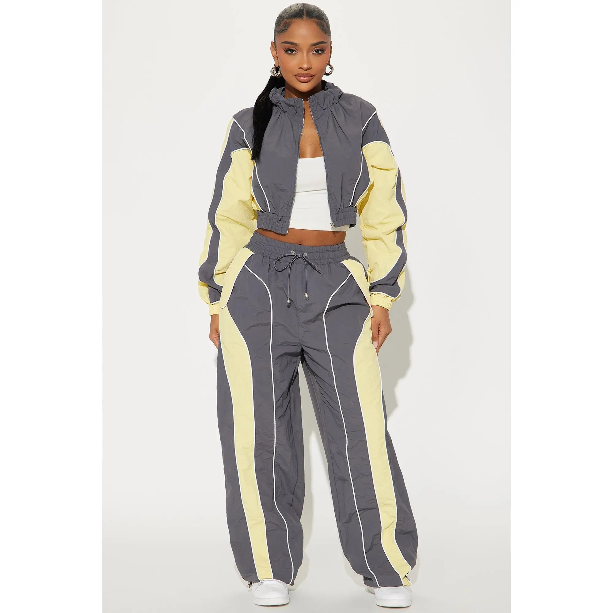 New Era Colorblock Track Pant - Charcoal/combo