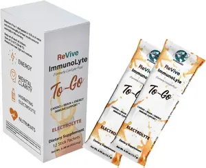 Revive Immunolyte To-Go Stick Pack - Electrolyte, Energy & Immune Support, Vitamin Supplement with Vitamin C, D, Zinc, Selenium, Coenzyme Q10, Alpha-Lipoic Acid, Lutein, Ginkgo Biloba, B Vitamins, Vitamin E, Selenium, Korean Ginseng, Black Cu