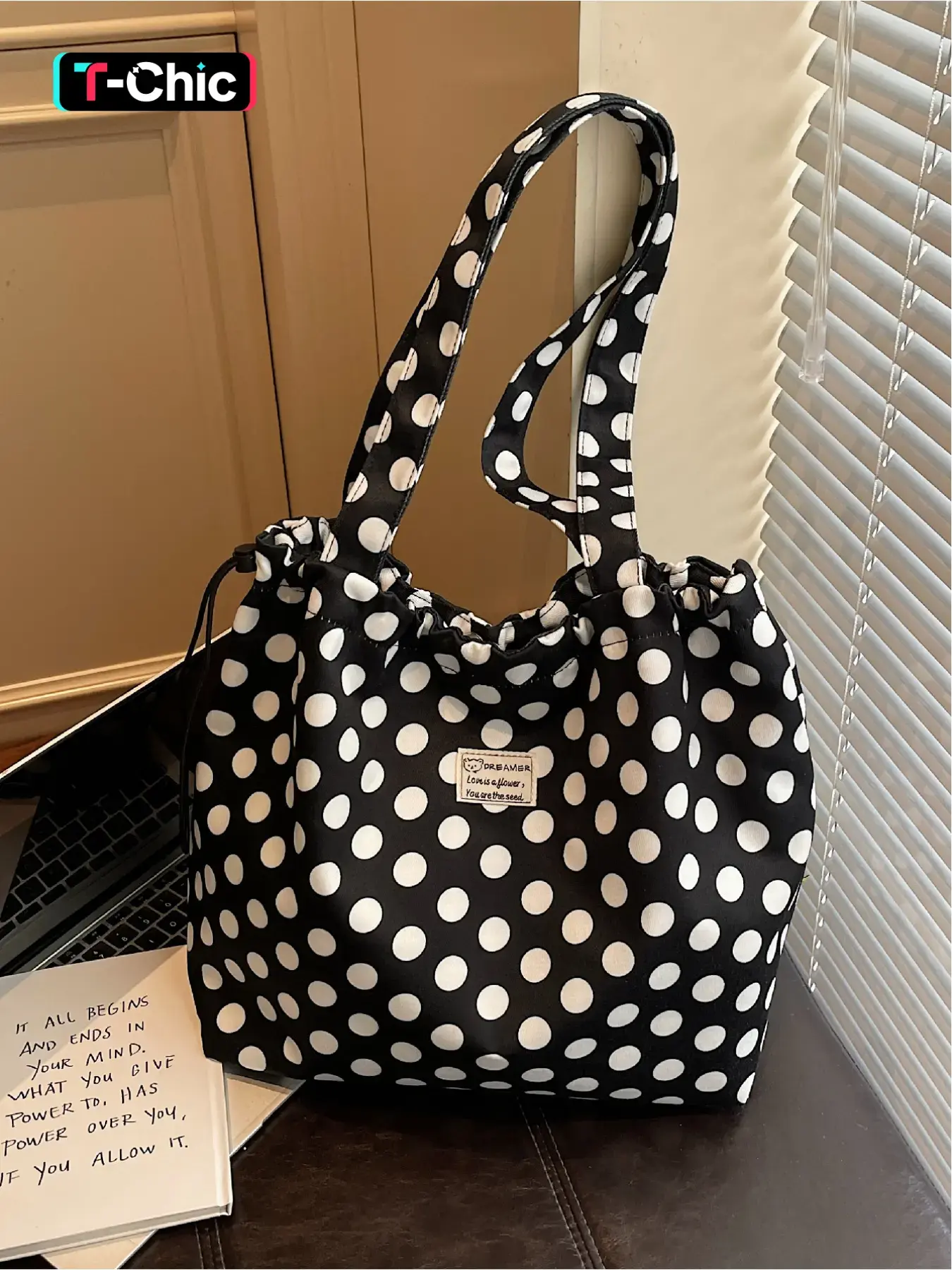 Large Capacity Polka Dot Design Tote Bag, Fashionable Casual Commuter Bag, Stylish Daily Use Handbag for Women, Weekender Tote Bag, Tote Shoulder Bag