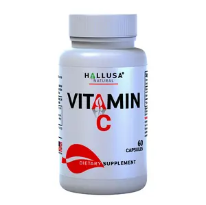 Hallusa Natural Vitamin C 1000mg - 60 Capsules for Antioxidant & Immune Support - Pure Organic GMO-Free Supplement for Adults - Fitness