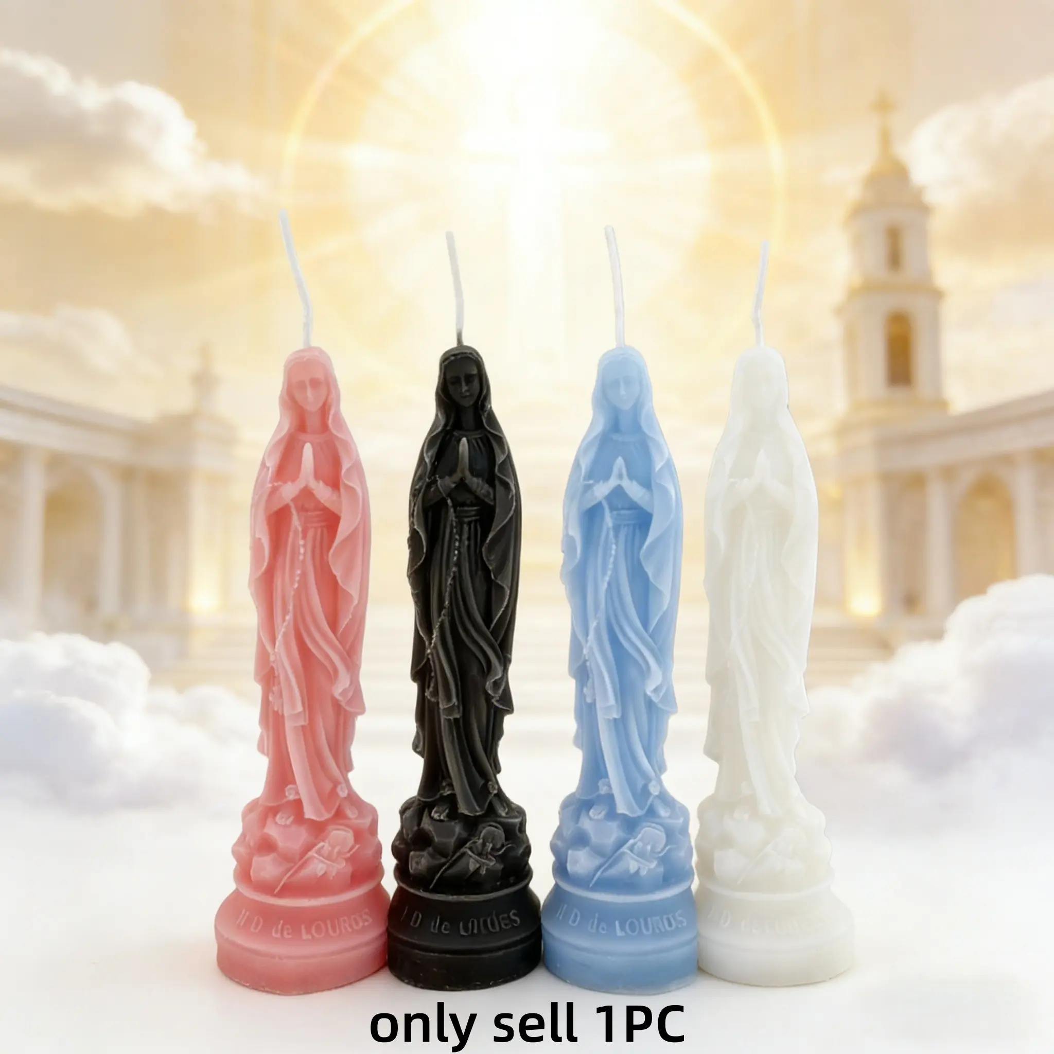 1pc Saintly Virgin Mary Scented Candle, European Home Decor Ornament, Prayer Memorial Gift,  Religious Fragrance Wax