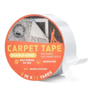 Double Sided Carpet Tape Heavy Duty, Tape for Carpet Extra , Rug Gripper for Carpets and Rugs, Gripper Rug Tape Cloth for Hardwood and Vinyl Floors, Removable, 2 Inches x 12 Yards