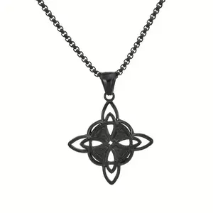 2026 New Witch's Knot Irish Knot Pendant Necklace, crafted from fade-resistant stainless steel. Featuring timeless classic design, suitable for daily casual wear. Elegant commemorative jewelry, ideal delicate gift choice for women.