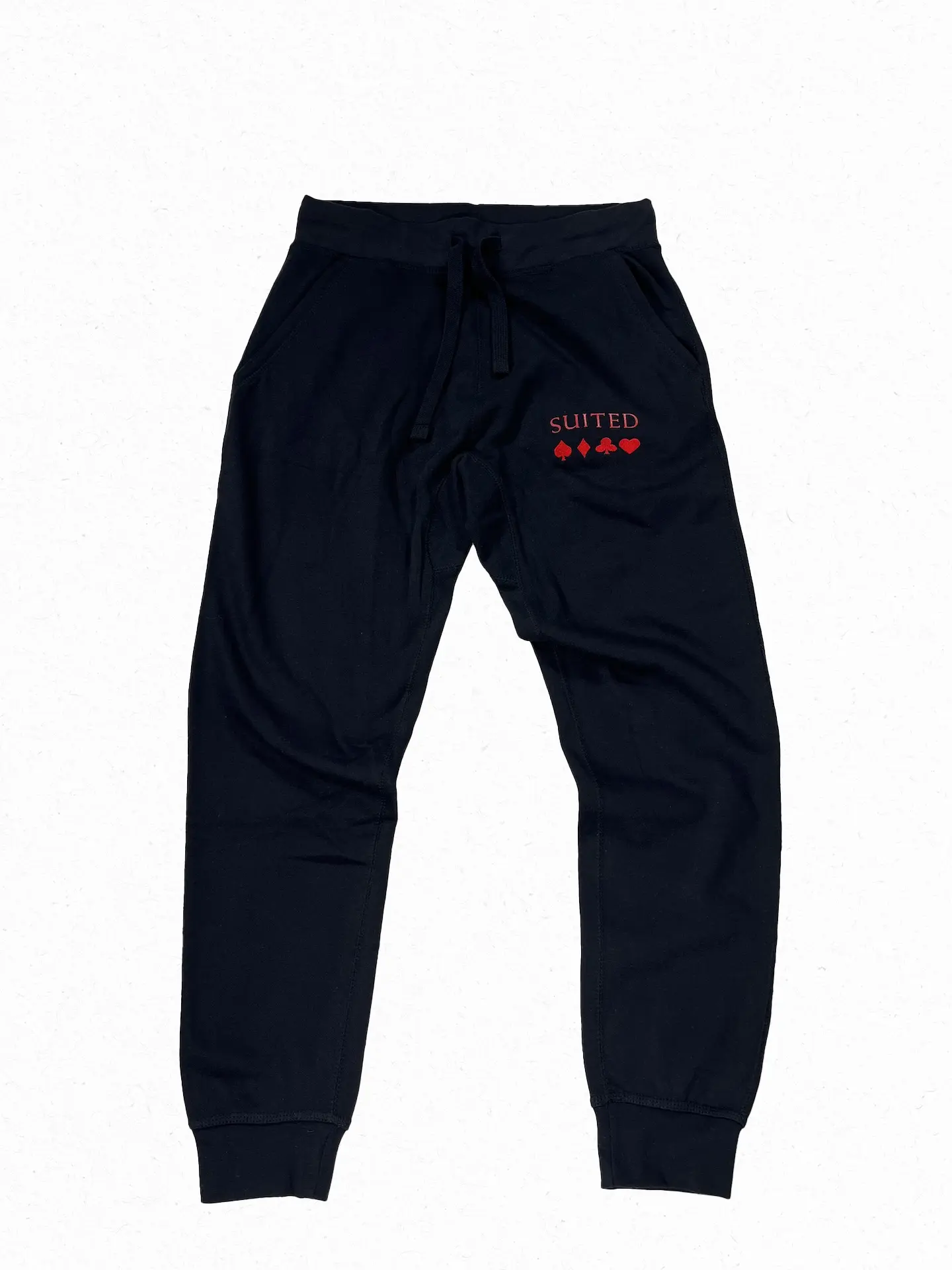 Suited Apparel Black Sweatpants - Casual Fitted, Embroidered and Screen Printed - Fleece Material