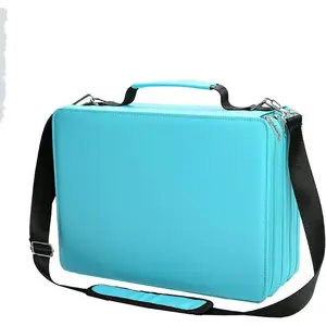 Marker Pen Organizer Case 224 Slots Large Capacity with Handy Wrap Portable Multilayer Holder for Watercolor Pencils & Gel Pen Markers(Blue)