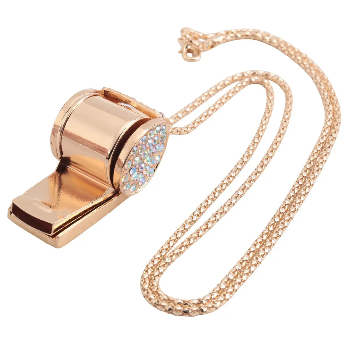 Whistle, Metal Crystal Rhinestone Whistle, Shining Whistle with Keychain for Referees, Coaches, Teachers
