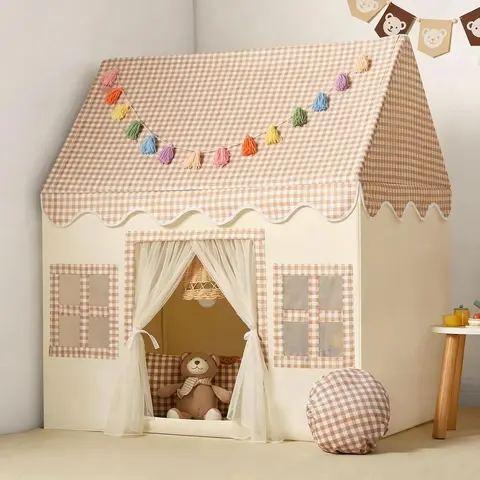 JungleDove Kids Play Tent Indoor with Brown Checkered Mat Rainbow Garland  Toddler Playhouse for Boys Girls Birthday Gift Toys  Baby Toys