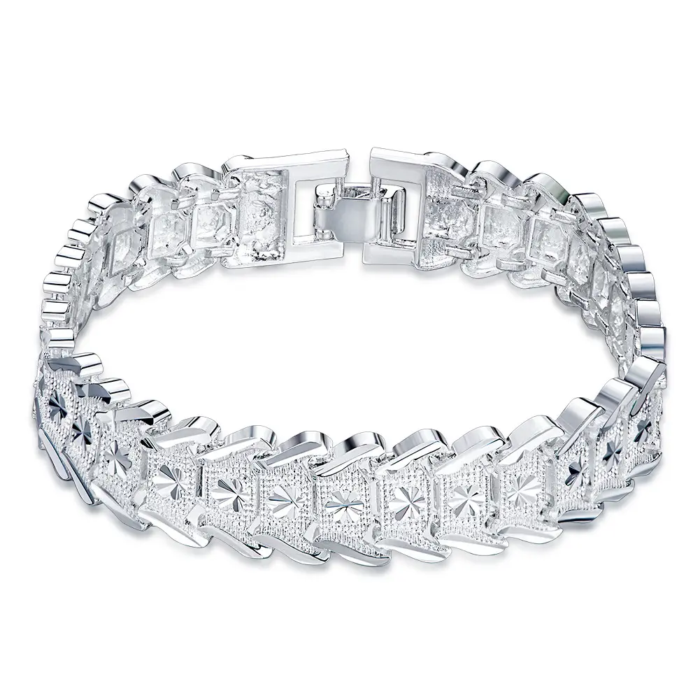 925 Silver Wide Diamond Cut Cuban Chain Bracelet - Unisex Thick-Style Durable Fashion Jewelry (20cm/7.87in) - Ideal Gift for Valentine’s Day, Mother’s Day, Anniversary