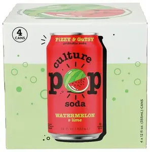 Culture Pop Soda Watermelon Lime & Rosemary Sparkling Soda 4pk, 12 FZ