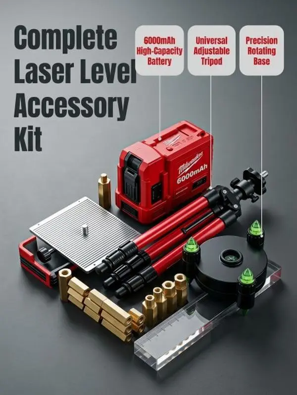 Milwaukee Professional Laser Level Tool Kit For Construction Marking, Bricklaying, Door Window Installation And Flooring Work, Equipped With Fine Tuning Bracket, Dustproof Shell, Bright Laser Beam And All-Around Carry Case