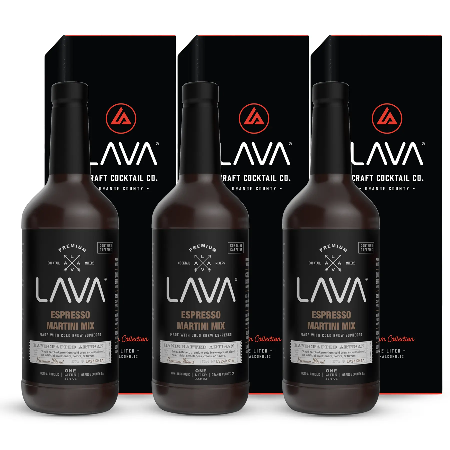 (3-Pack) LAVA Premium Espresso Martini Mix, Cold Brew Espresso, 65mg Caffeine Per Serv., No Artificial Sweeteners, Colors, or Flavors, 1-Liter (33.8oz) Drink