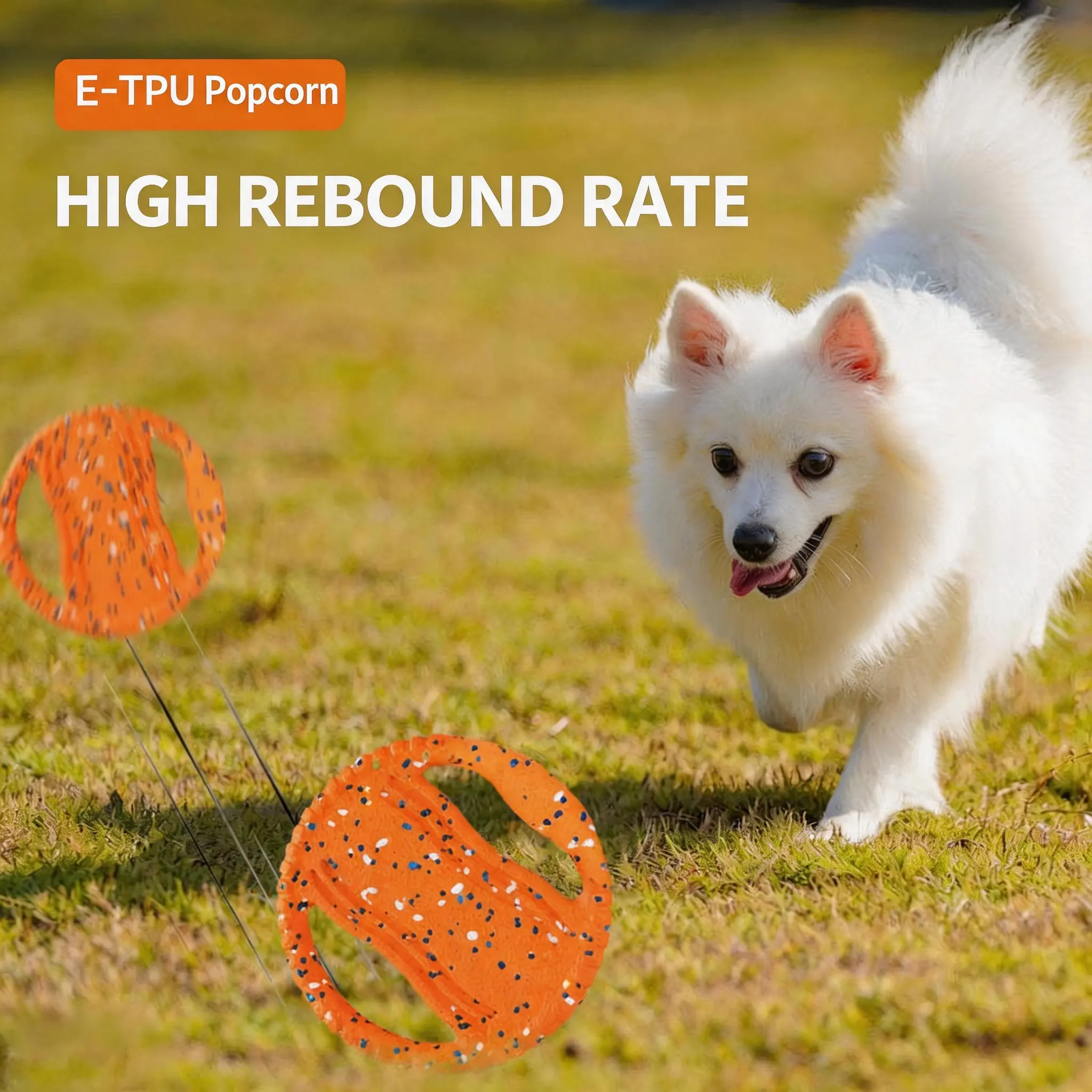 ETPU Popcorn Dog Toy, Multi-functional Set with Pull Tab, Flying Disc & Roller, Chew Resistant Interactive Tug Training Toy for Pets