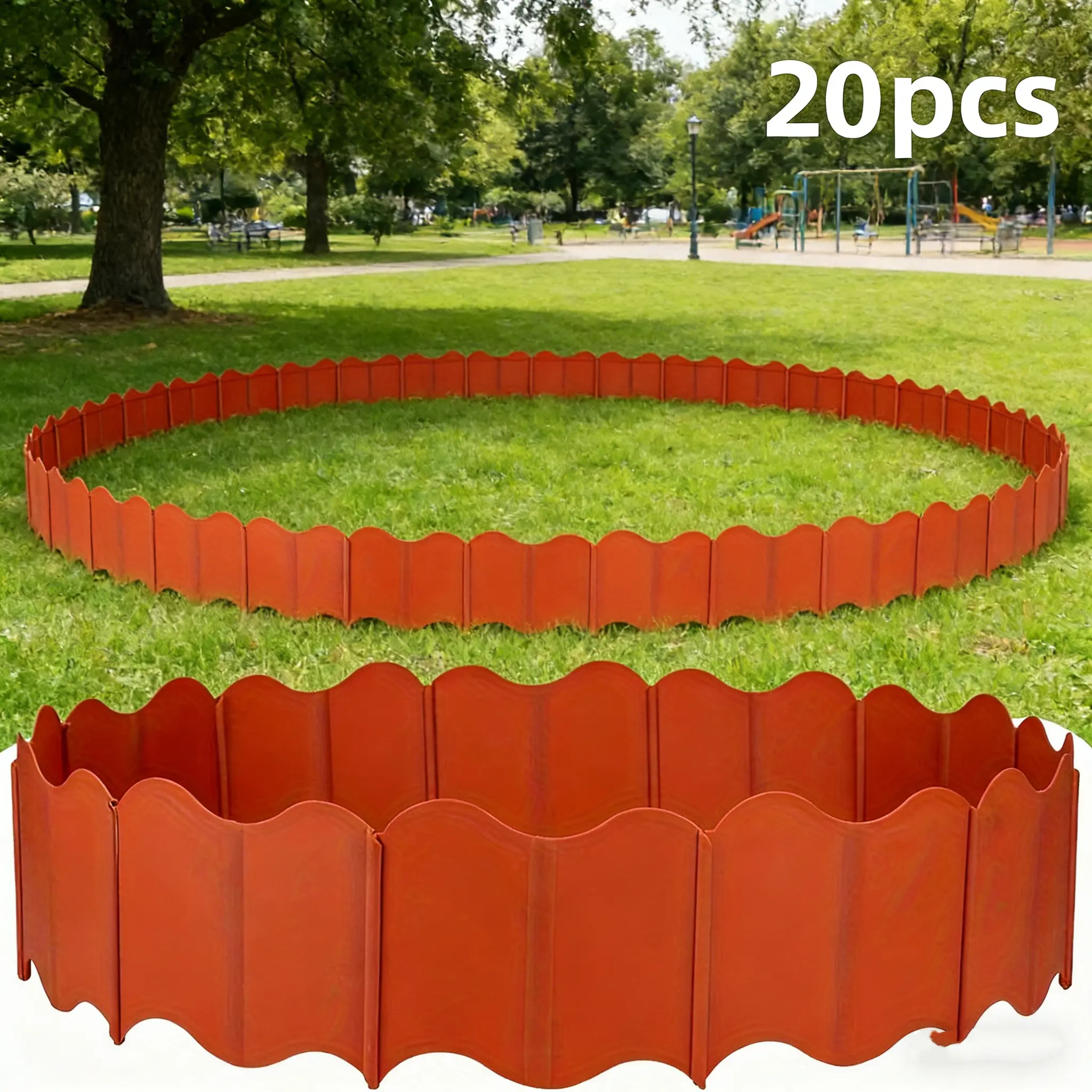 20pcs red plastic garden border kit, no drilling required, interlocking landscape fence, suitable for DIY lawns, gardens, courtyards and walkways, 10 feet, easy to assemble, decorative fence edge, Landscaping Decor, Yard Landscaping Ideas