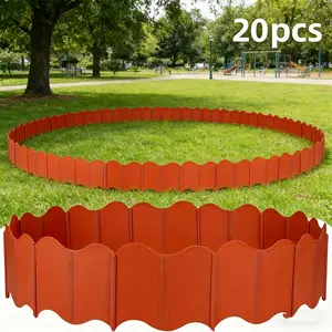 20 Piece White Plastic Garden Edge Kit No Dig Interlock Landscape Fence for DIY Lawn Garden Yard Walkway 10ft Easy Assemble Decorative Fence Edge