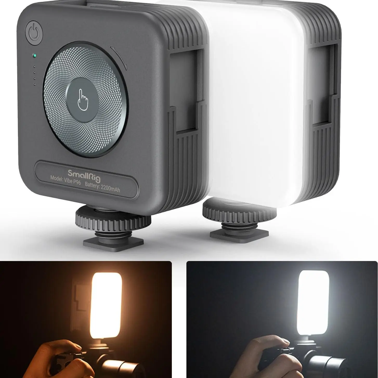 SmallRig P96 LED Mini Ring Light, Video Light,96 LED beads for Photography Video Lighting, Rechargeable 2200mA CRI 95 + 2700-6500K w 3 cold shoes Christmas gifts  Portable Camera Accessories Videography Equipment Vlogging Kit,father'sdaygifts